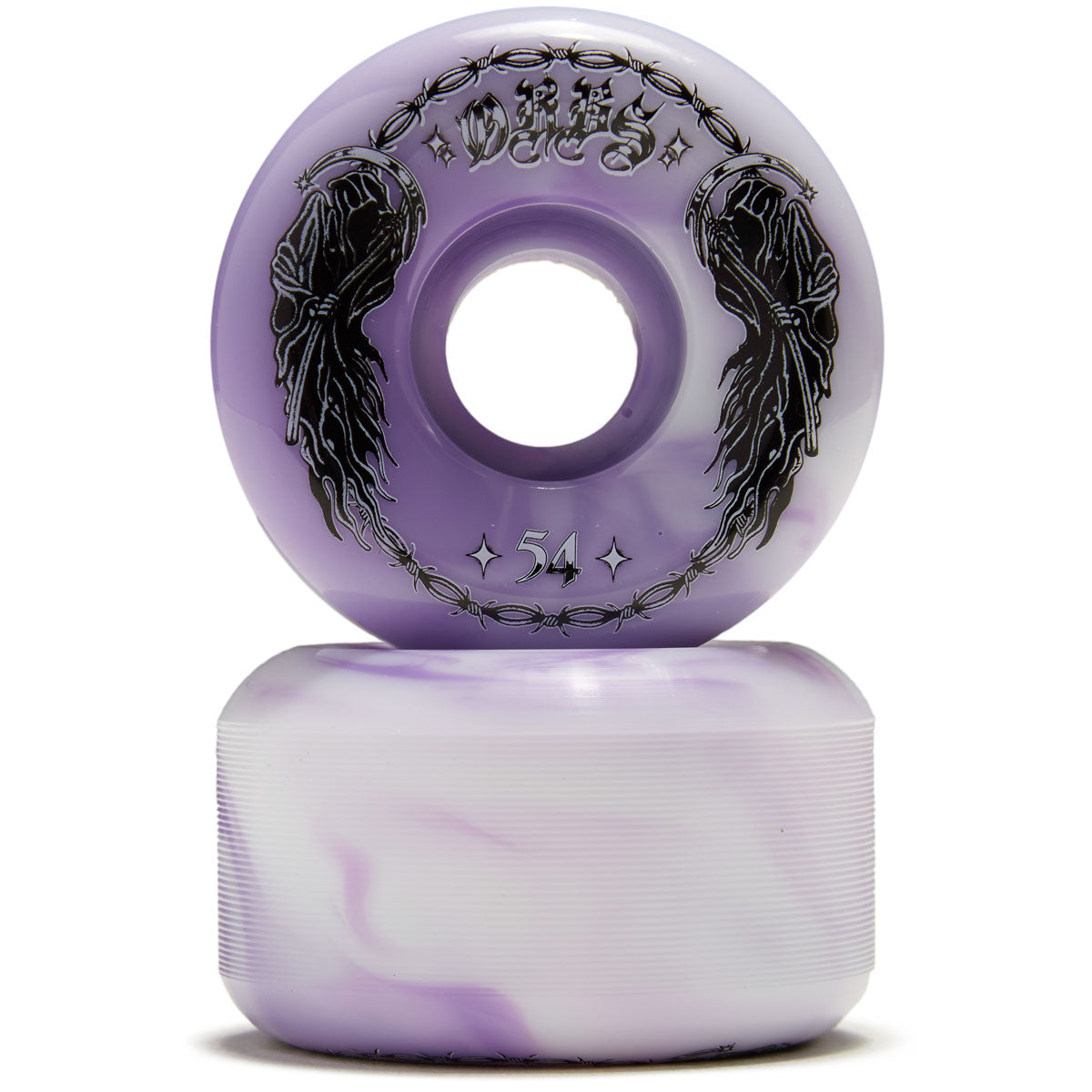 Welcome Orbs Specters '23 Conical 99A Skateboard Wheels - Purple/White Swirl - 54mm image 2