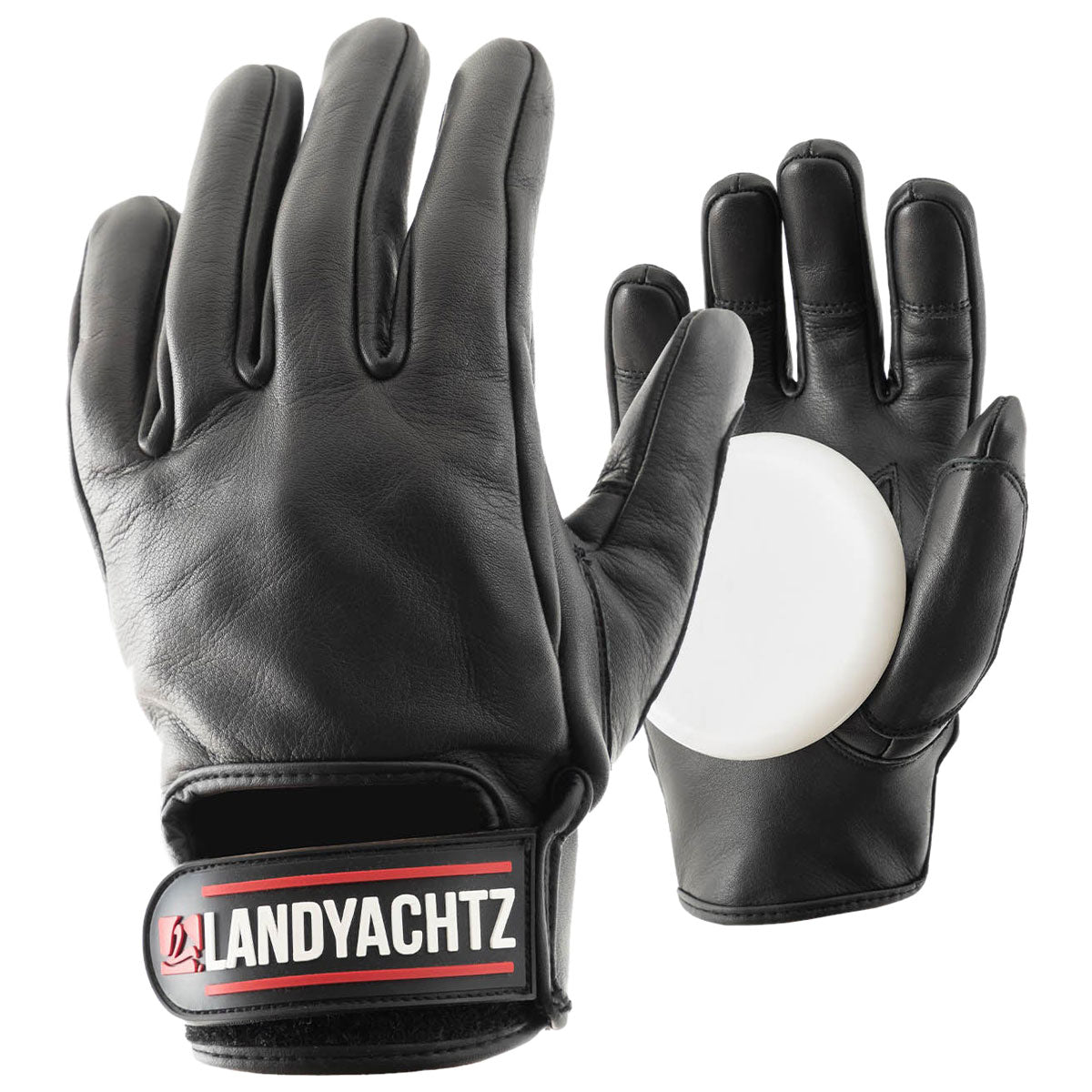 Landyachtz Leather Freeride Slide Gloves & Pucks - Black