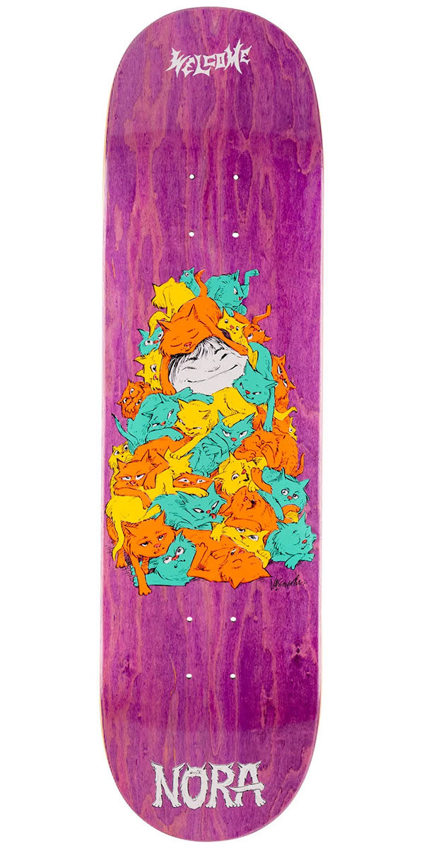 Welcome Purr Pile Nora Skateboard Deck - Purple Stain - 7.75