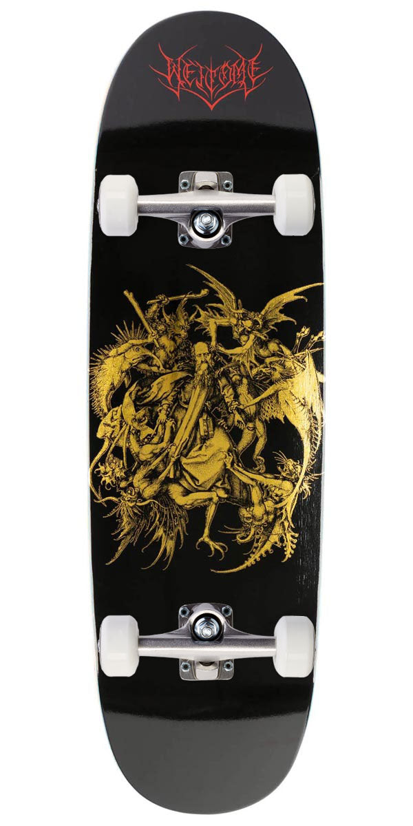 Welcome Saint On A Boline 2.0 Skateboard Complete - Black/Gold Foil - 9.50