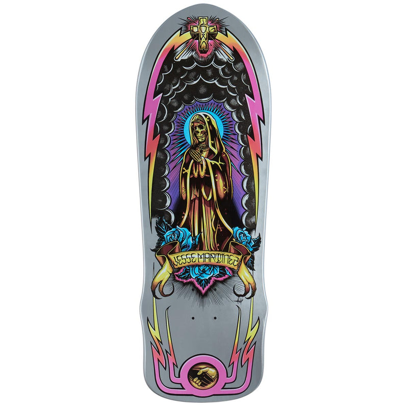 Dogtown Jesse Martinez 1987 Guadalupe Handshake Reissue Skateboard Deck - Brilliant Silver Full Dip - 10.00
