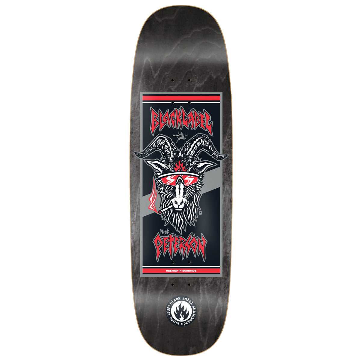 Black Label Nick Peterson Burnside Brew Tugboat Shape Skateboard Deck - Assorted Stains - 9.50