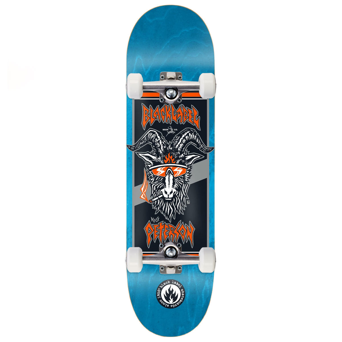 Black Label Nick Peterson Burnside Brew Skateboard Complete - Assorted Stains - 9.00