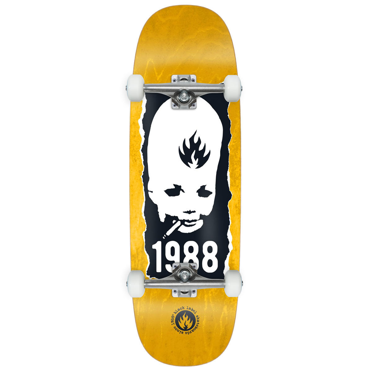 Black Label Thumbhead Torn Jumbotron Skateboard Complete - Assorted Stains - 10.00