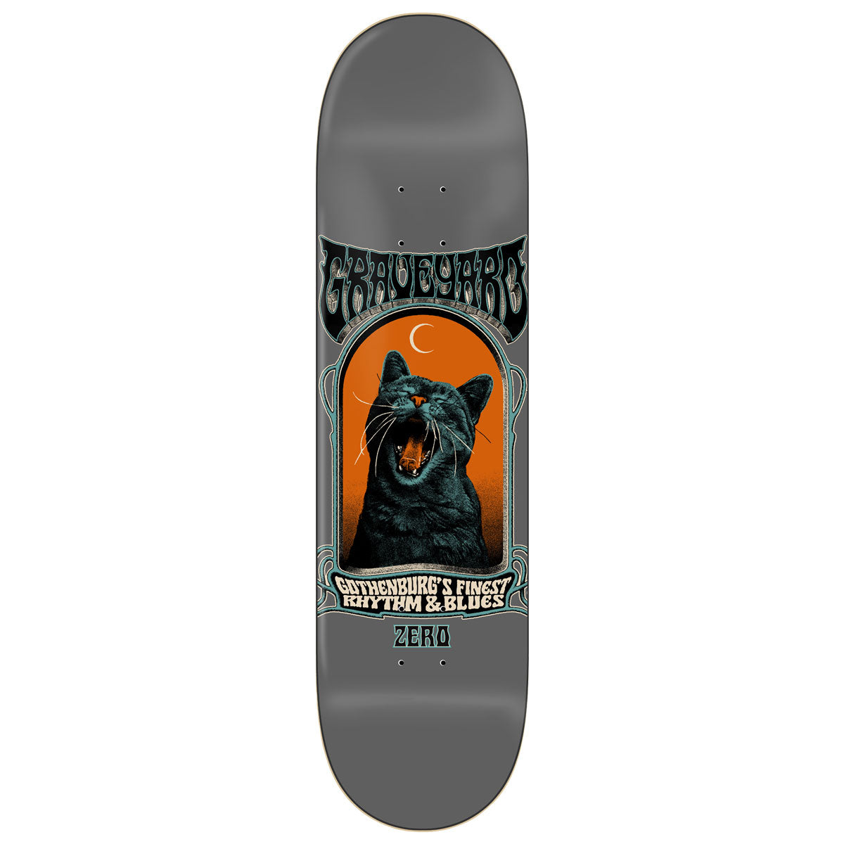 Zero x Graveyard Screaming Cat Skateboard Deck - 8.50