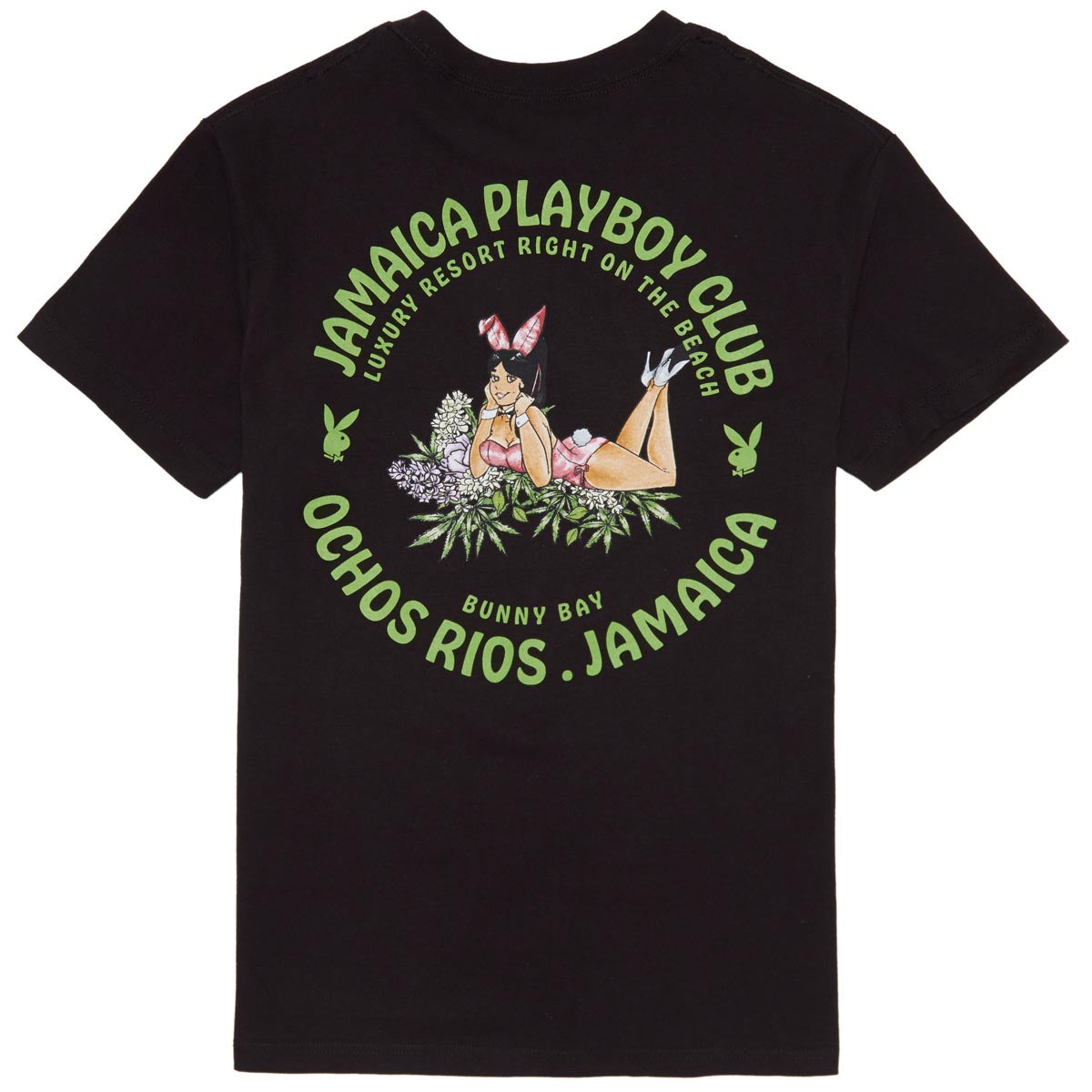 Color Bars x Playboy Jamaica Flower Girl T-Shirt - Black image 1