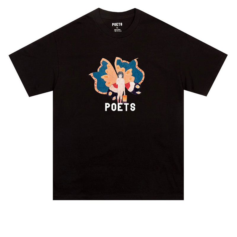 Poets Butterfly Girl Dtg T-Shirt - Black