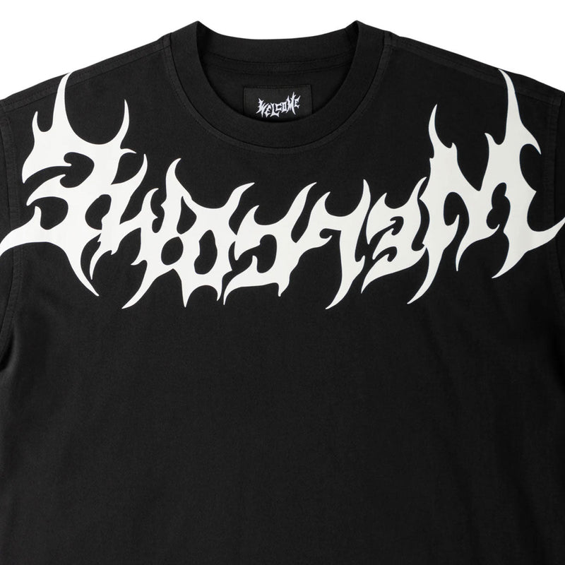 Welcome Collar Garment Dyed T-Shirt - Black