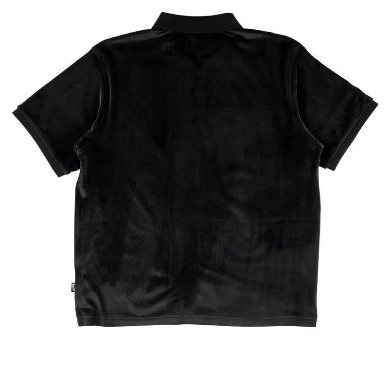 Welcome Grain Velour Zip Polo Shirt - Black