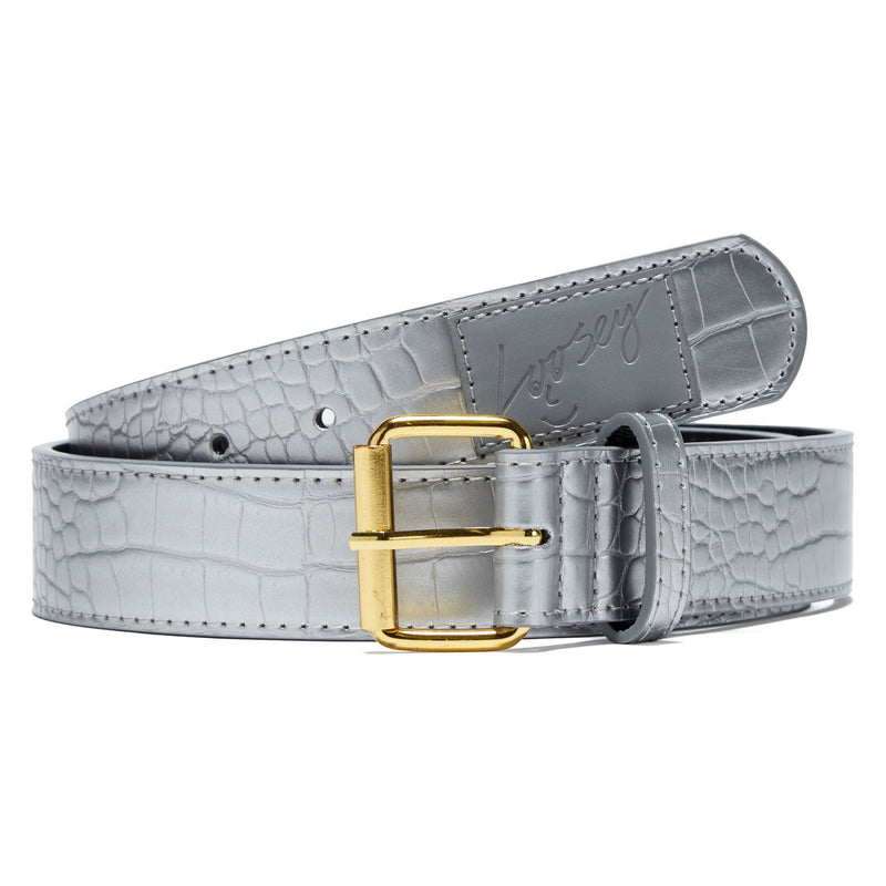 Loosey Croc Skin Belt - Silver