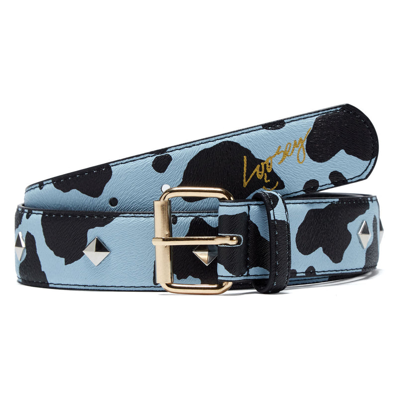Loosey Studded Cow Belt - Baby Blue