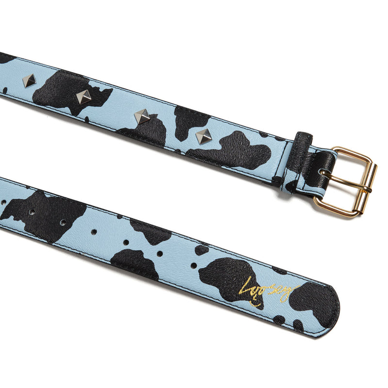 Loosey Studded Cow Belt - Baby Blue