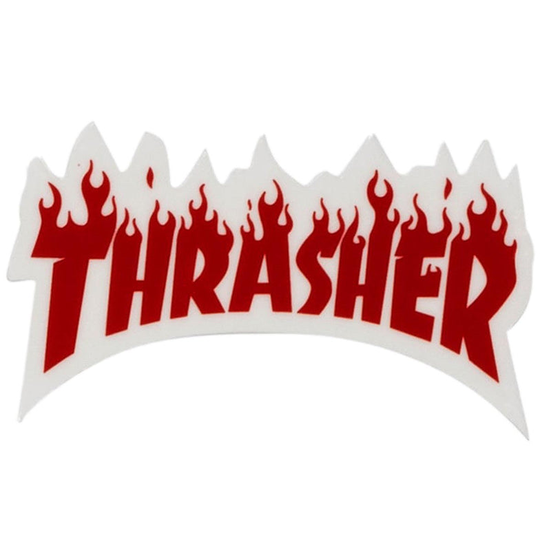 Thrasher Flame Logo Sticker - White/Red