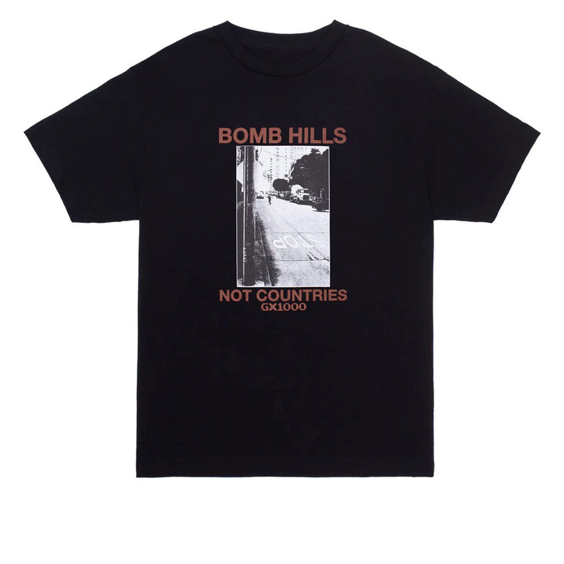 GX1000 Bomb Hills Not Countries T-Shirt - Black/Brown Font