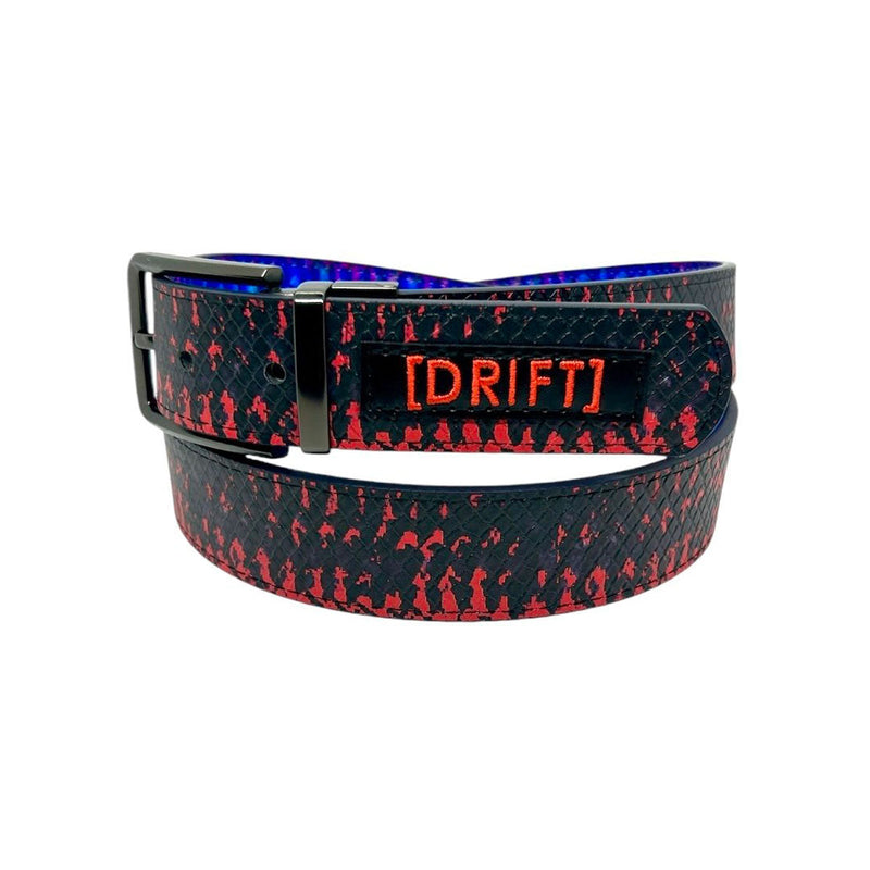 Loosey x Atlantic Drift Reversible Fish Scale Belt - Red/Blue