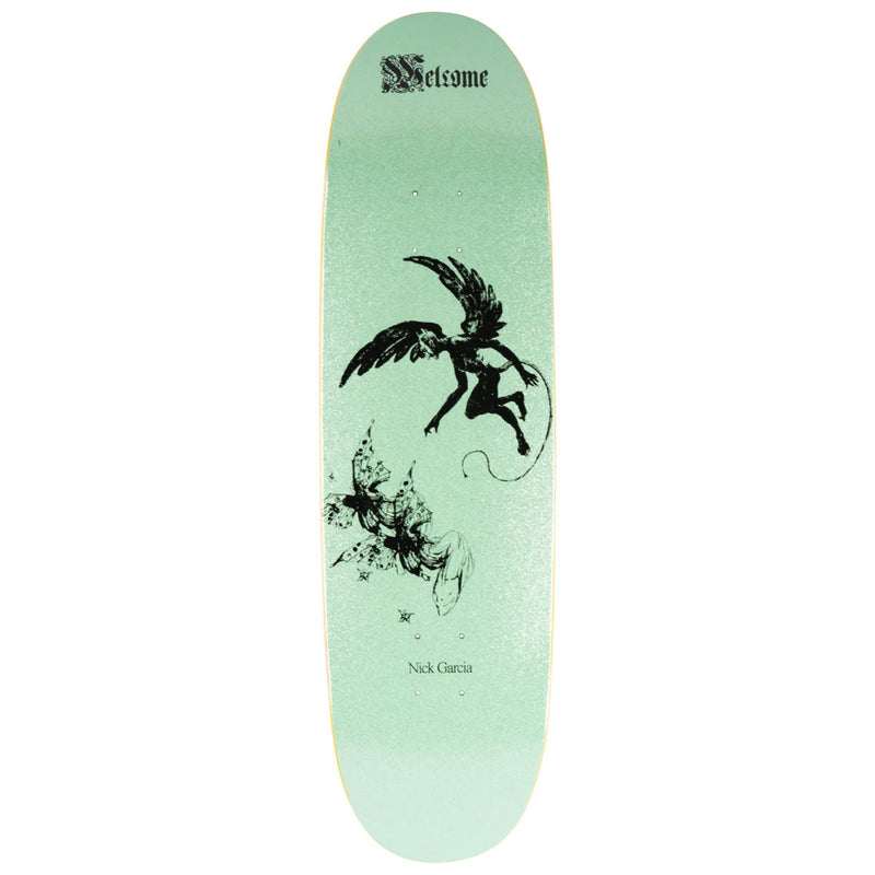 Welcome Paradox Nick Garcia On A Son Of Boline Skateboard Deck - Mint Glitter - 8.80