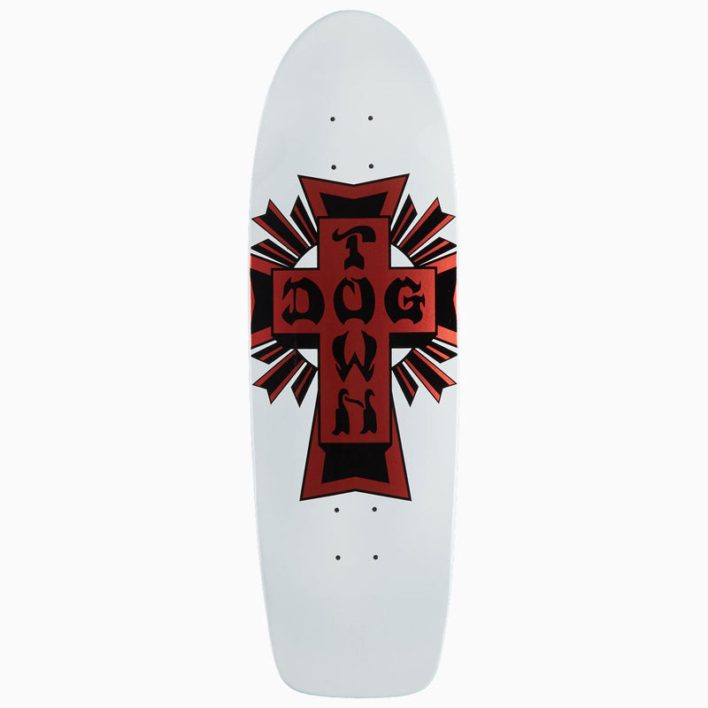 Dogtown Cross Logo 70s Rider Skateboard Deck - Gloss White/Metallic Red Cross - 9.00