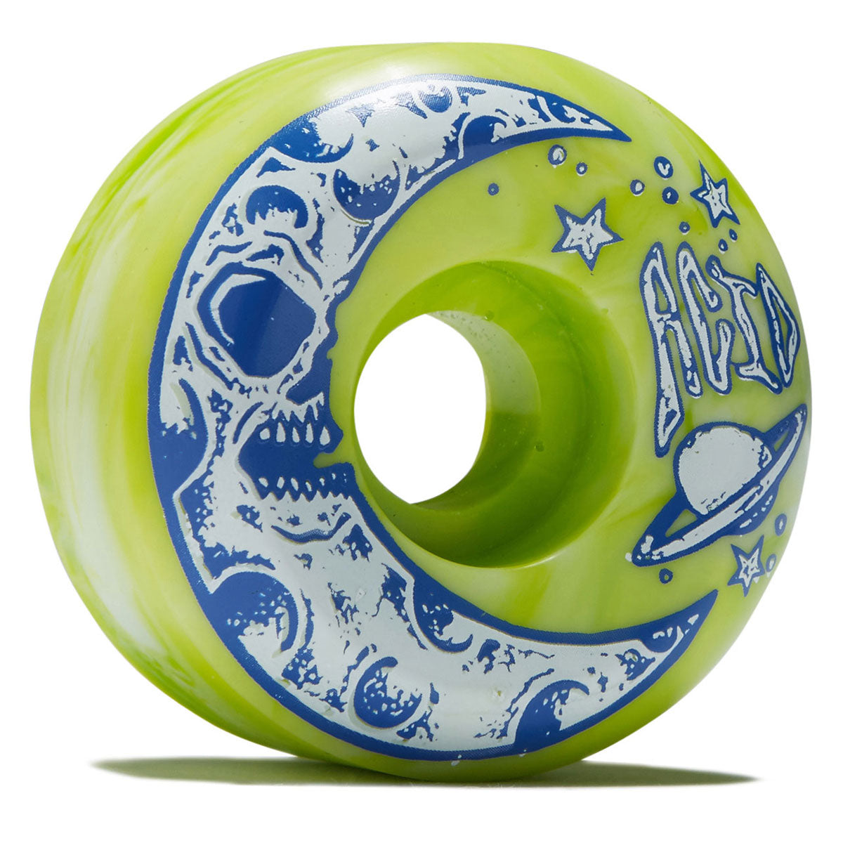 Acid Moon Type A 99a Side Cut Skateboard Wheels - Green/White Swirl - 53mm image 1