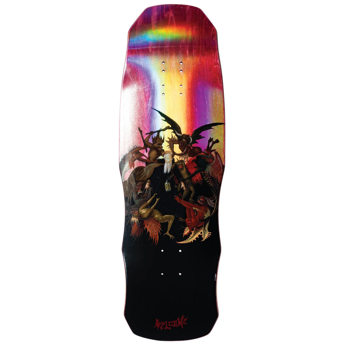 Welcome Torment On A Dark Lord Skateboard Deck - Dark Red Stain/Transparent Prism Foil - 9.85