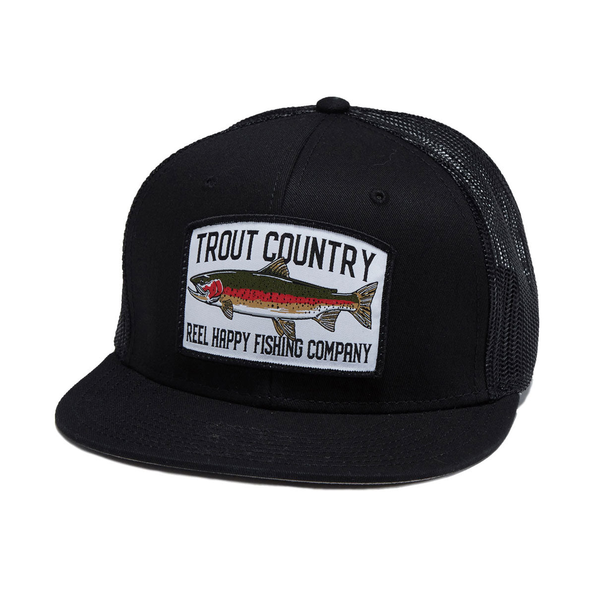 Reel Happy Trout Country Trucker Hat - Black image 1