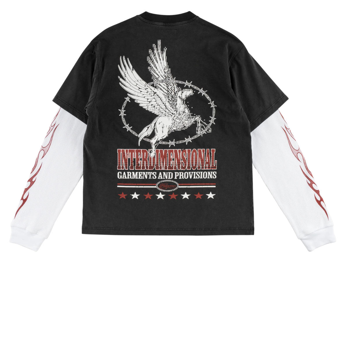 Welcome Pegasus Layered Long Sleeve T-Shirt - Vintage Black/White image 1