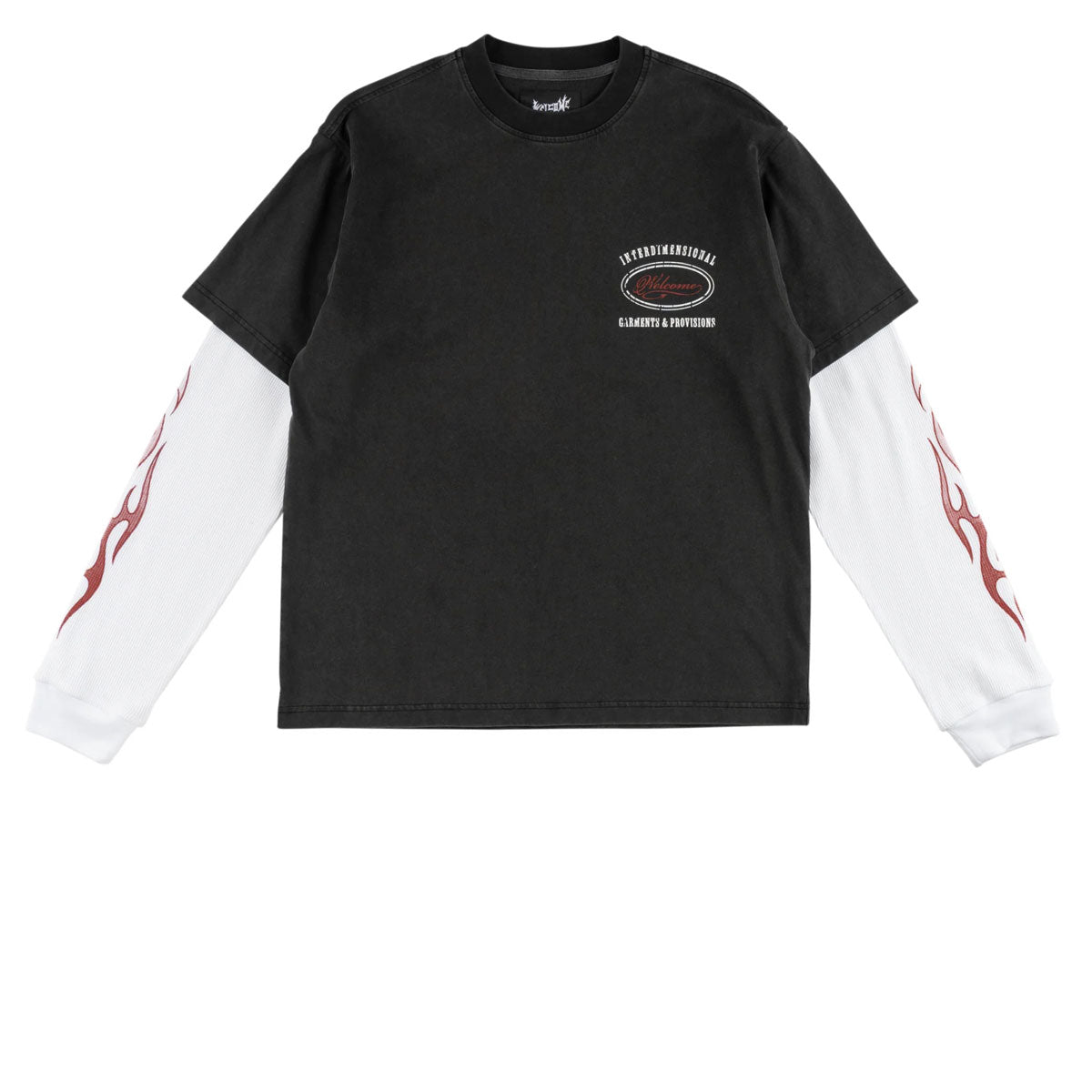 Welcome Pegasus Layered Long Sleeve T-Shirt - Vintage Black/White image 2
