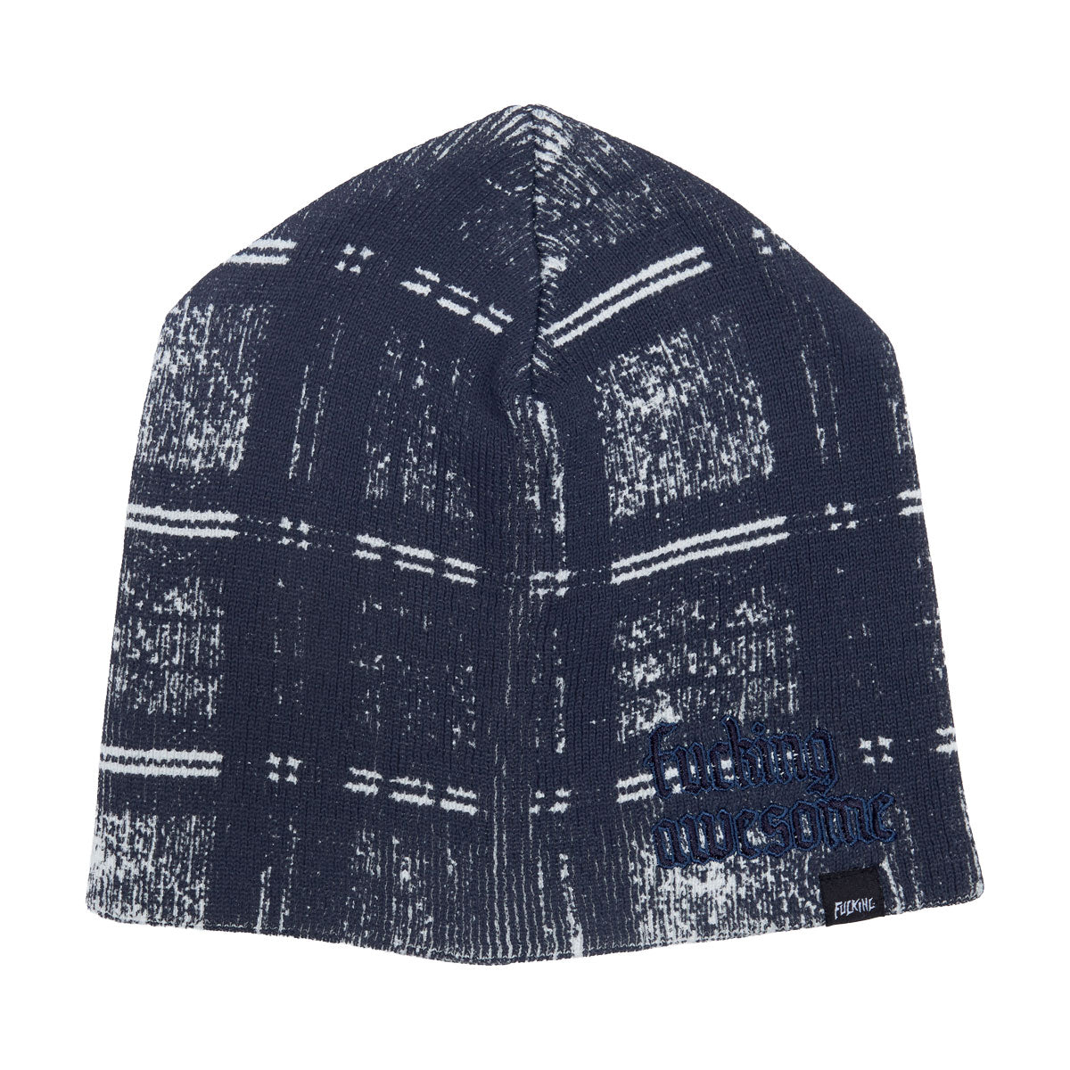 Fucking Awesome Digital Plaid Skully Beanie - Navy image 1