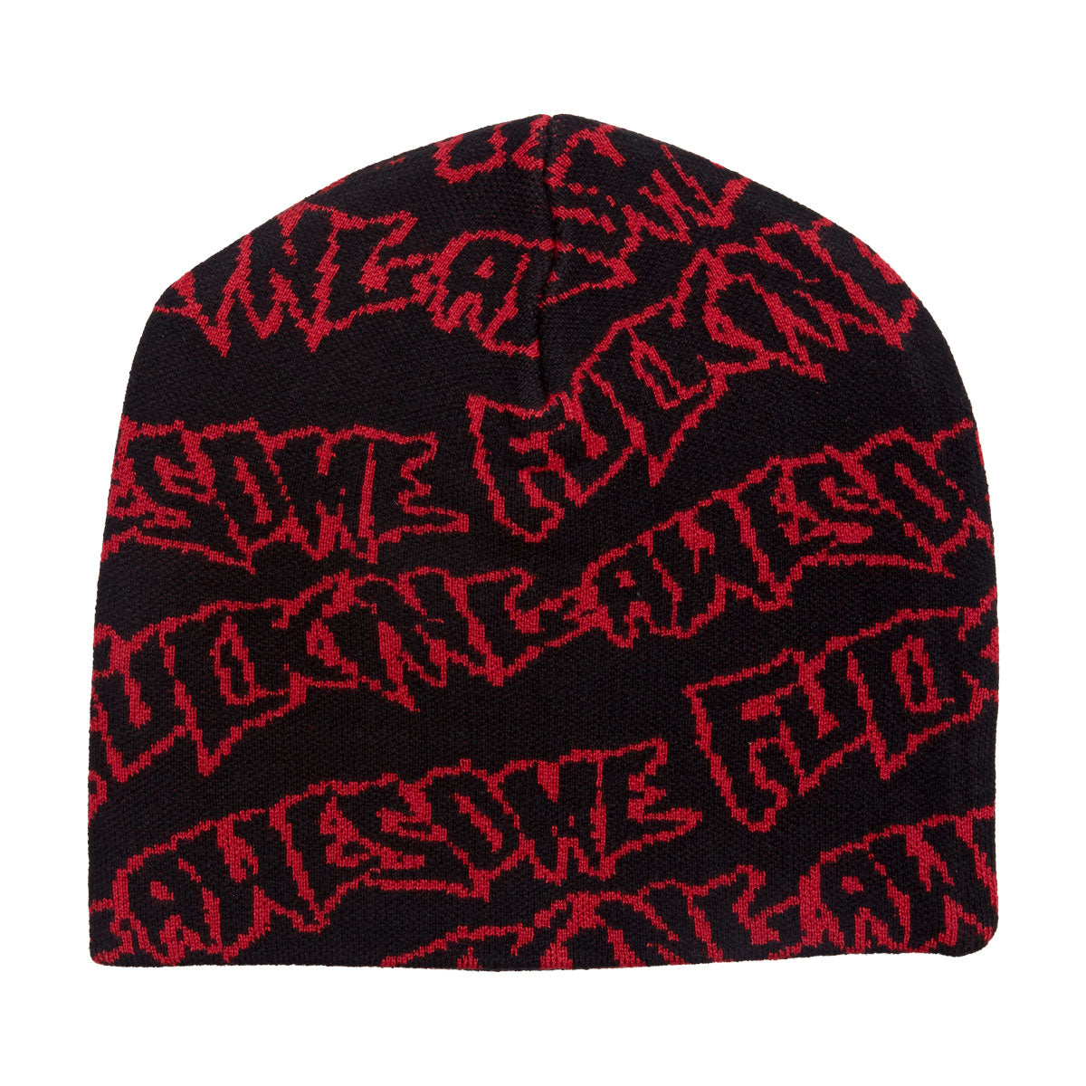 Fucking Awesome FA Stamp Repeat Skully Beanie - Black/Red image 2