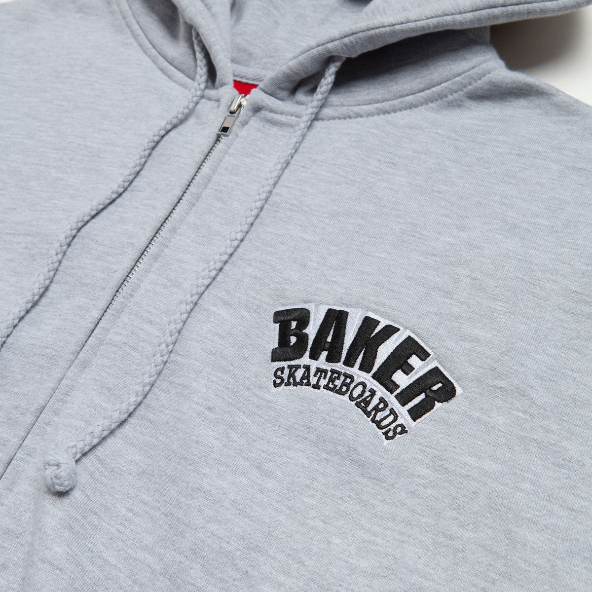 Baker Arch Logo Zip Up Hoodie - Heather Grey image 2