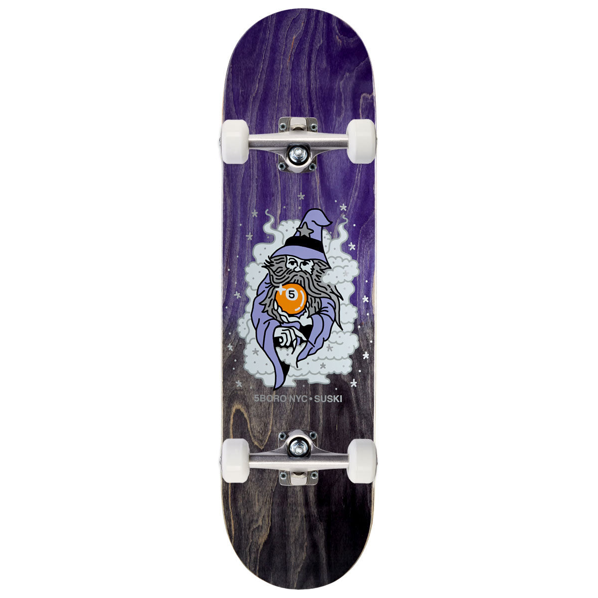 5Boro Aaron Suski Wizard Skateboard Complete - Black/Purple - 8.00