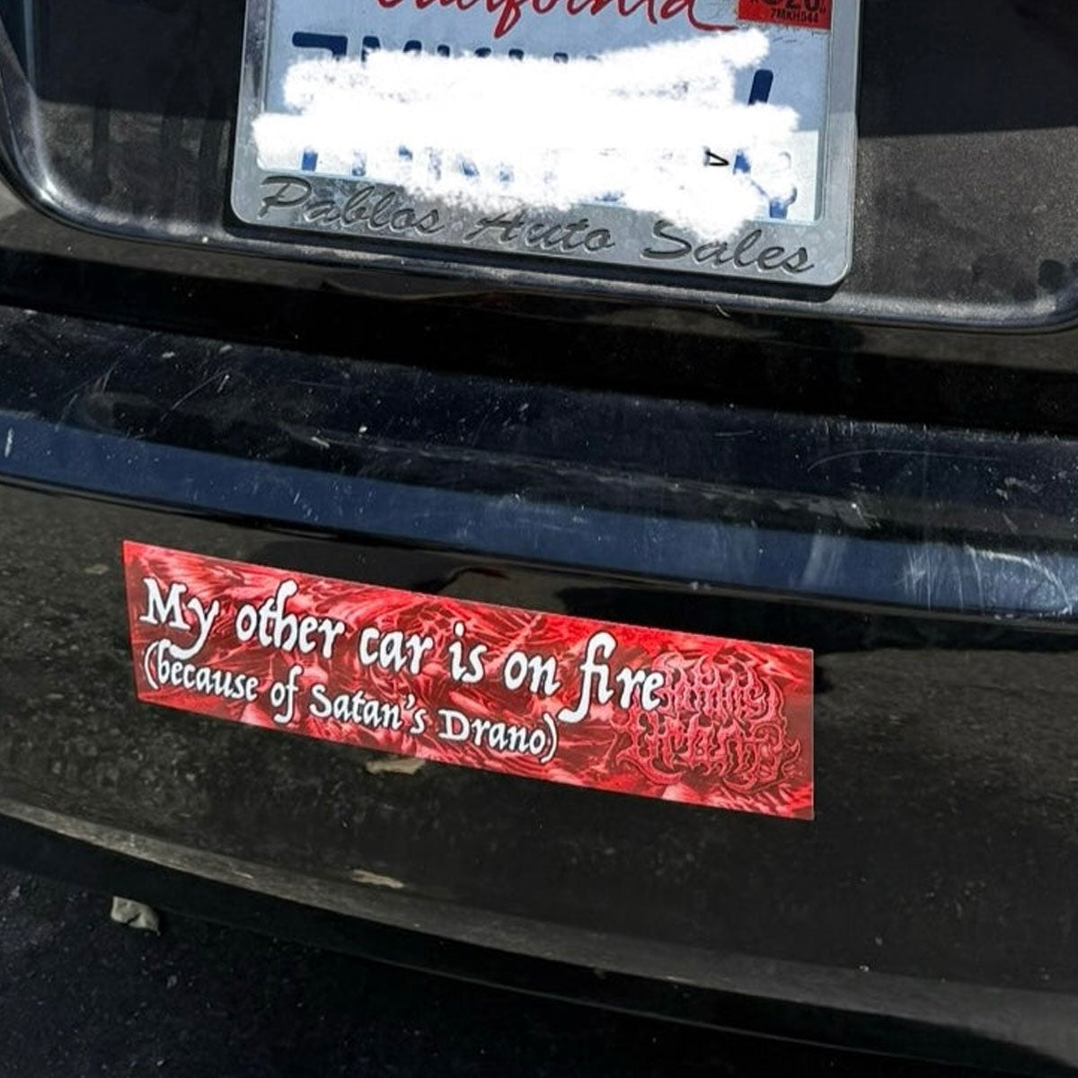Satan's Drano Bumper Sticker - Red image 2