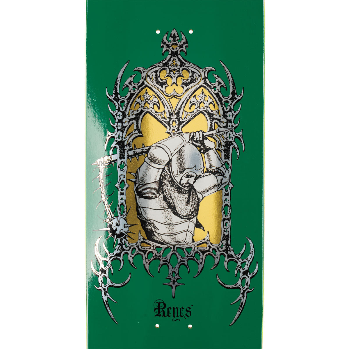 Welcome Flail Ryan Reyes On Baculus 2.0 Skateboard Deck - Green/Gold Foil - 9.00