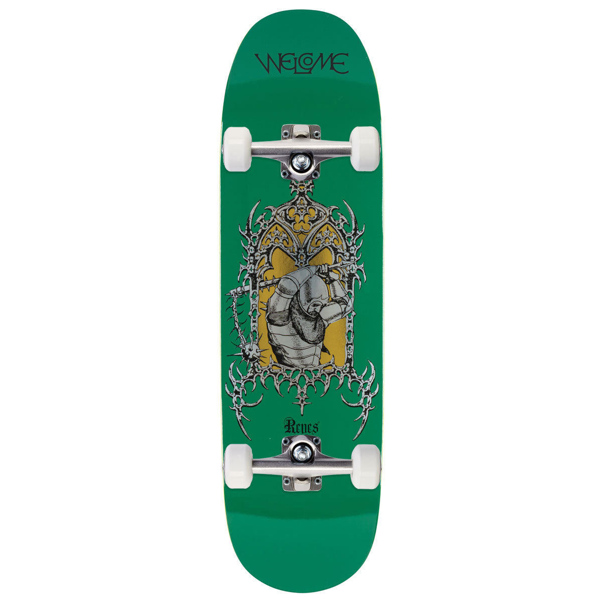 Welcome Flail Ryan Reyes On Baculus 2.0 Skateboard Complete - Green/Gold Foil - 9.00