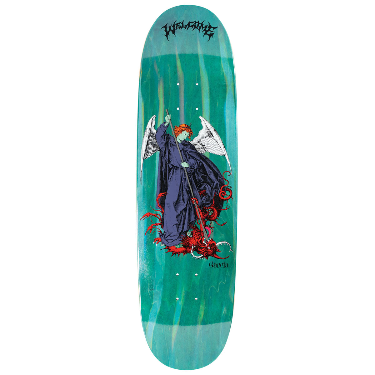 Welcome Spear On Son Of Boline Skateboard Deck - Teal Stain/Prism Foil - 8.80