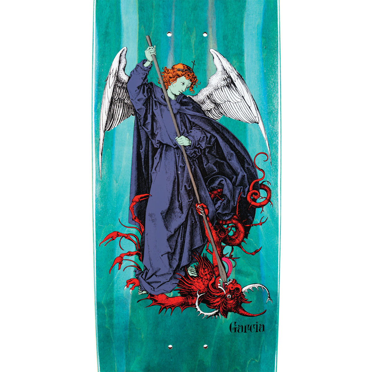 Welcome Spear On Son Of Boline Skateboard Deck - Teal Stain/Prism Foil - 8.80