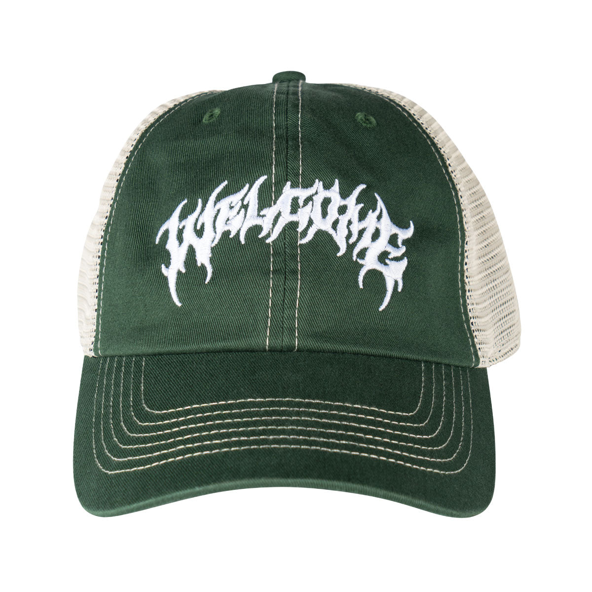 Welcome Barb Contrast Stitch Trucker Hat - Green image 3