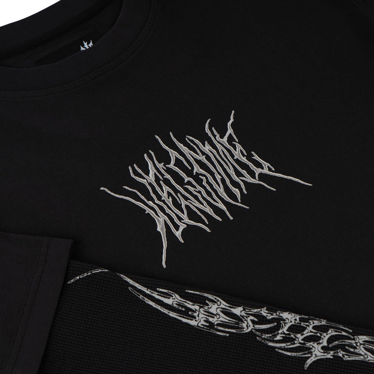 Welcome Caste Layered Long Sleeve Knit T-Shirt - Black/Grey image 3