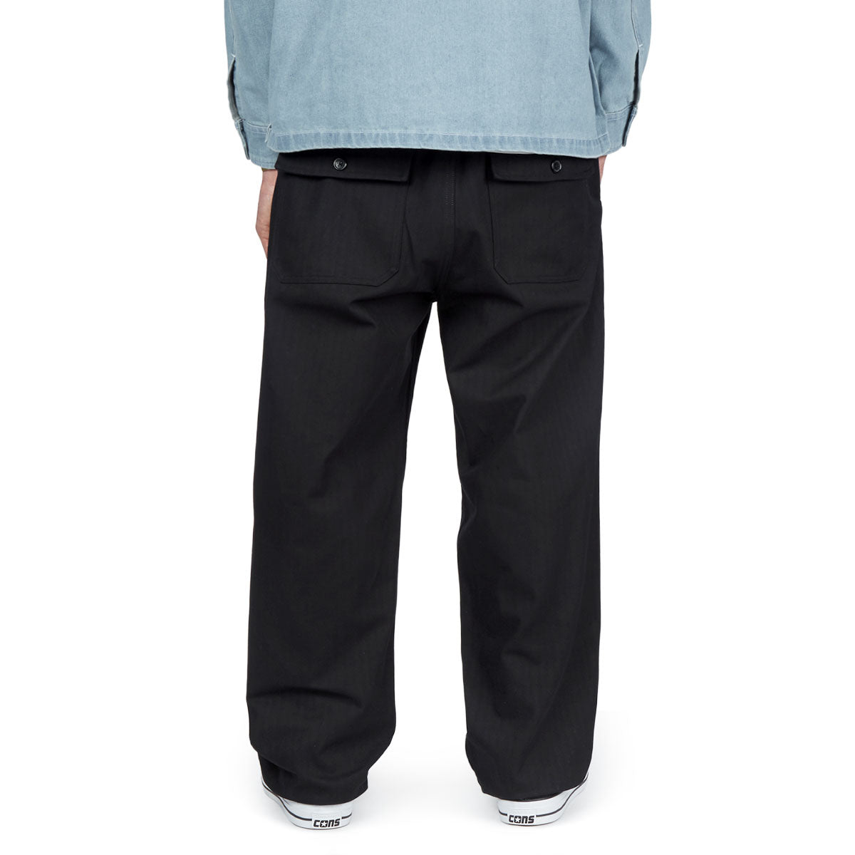 CCS Wide Leg Herringbone Pants - Black image 5