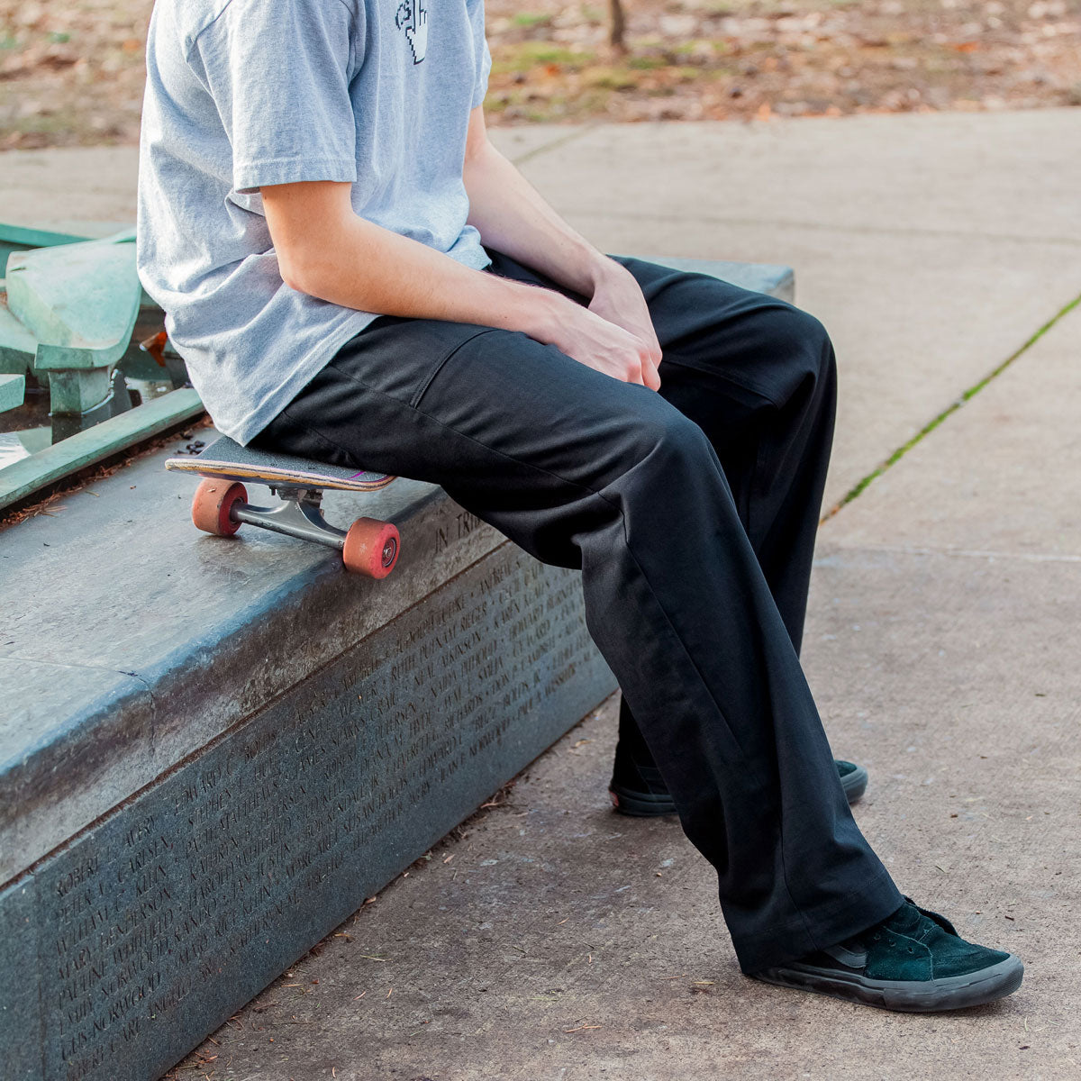 CCS Wide Leg Herringbone Pants - Black image 2