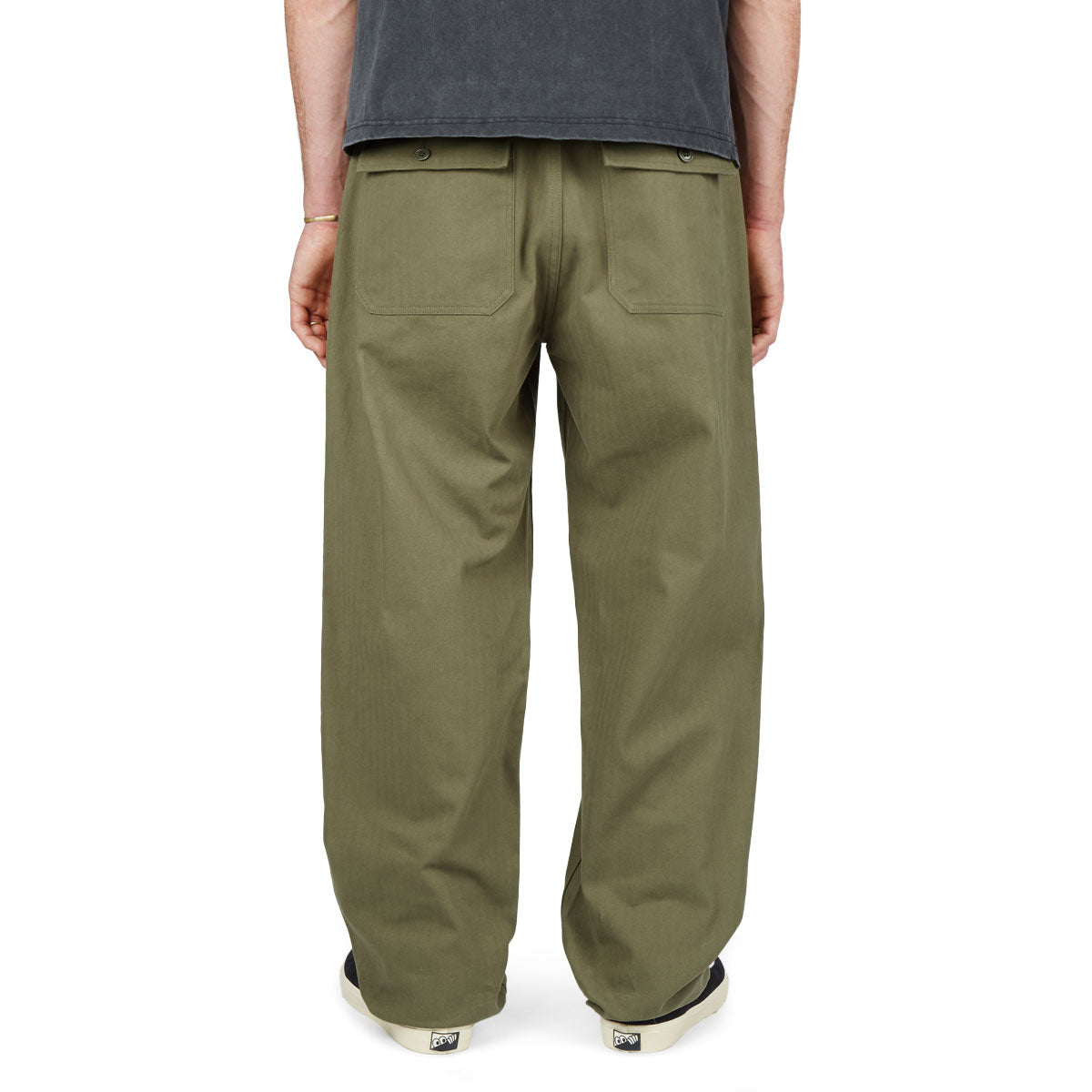 CCS Wide Leg Herringbone Pants - Olive image 5