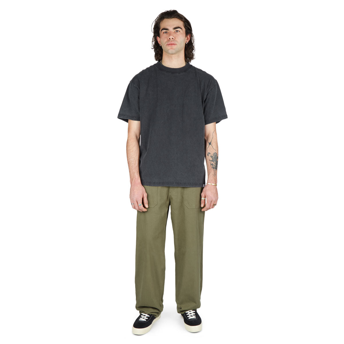 CCS Wide Leg Herringbone Pants - Olive image 3