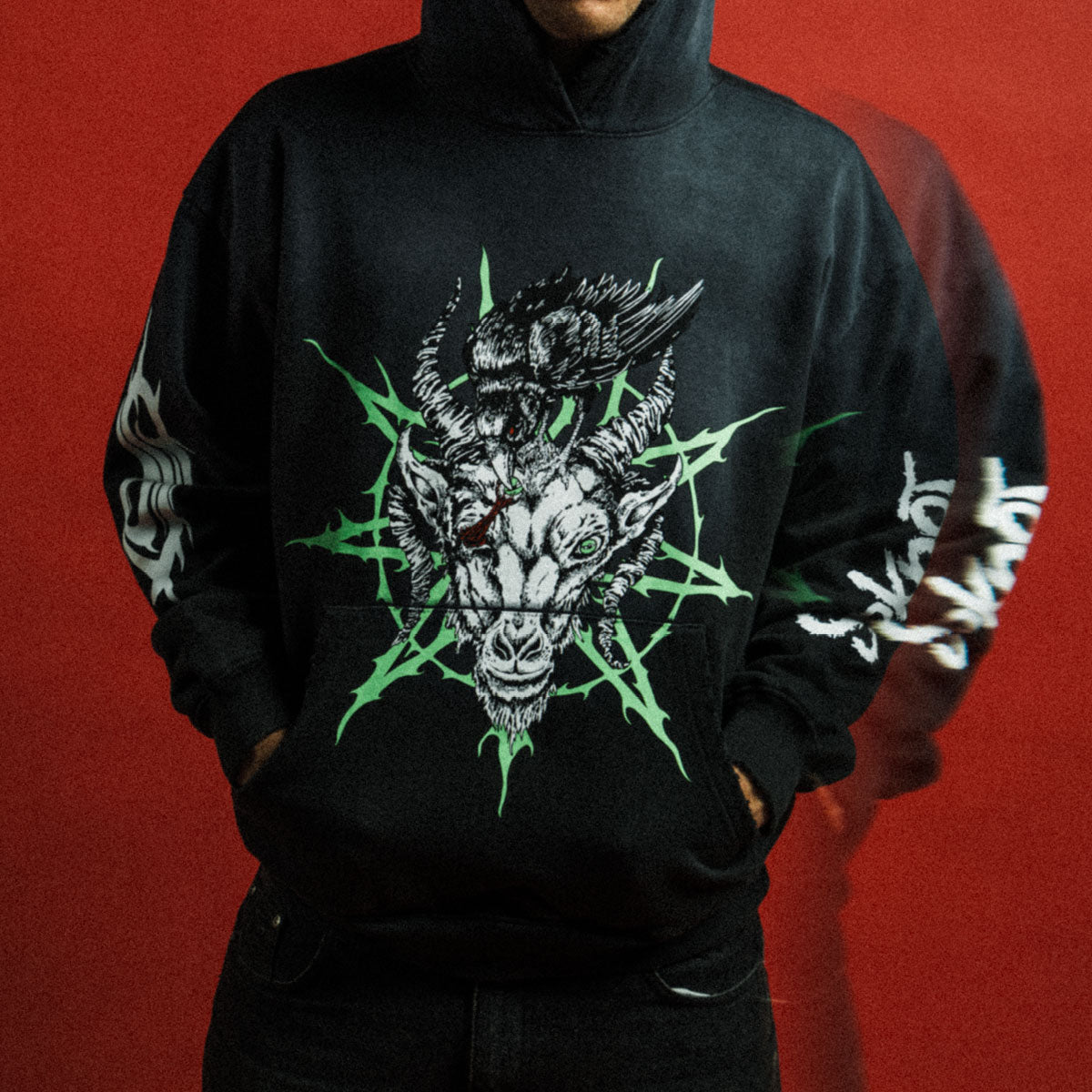 Welcome x Slipknot Ravenous Sun Fade Hoodie - Black Fade image 4