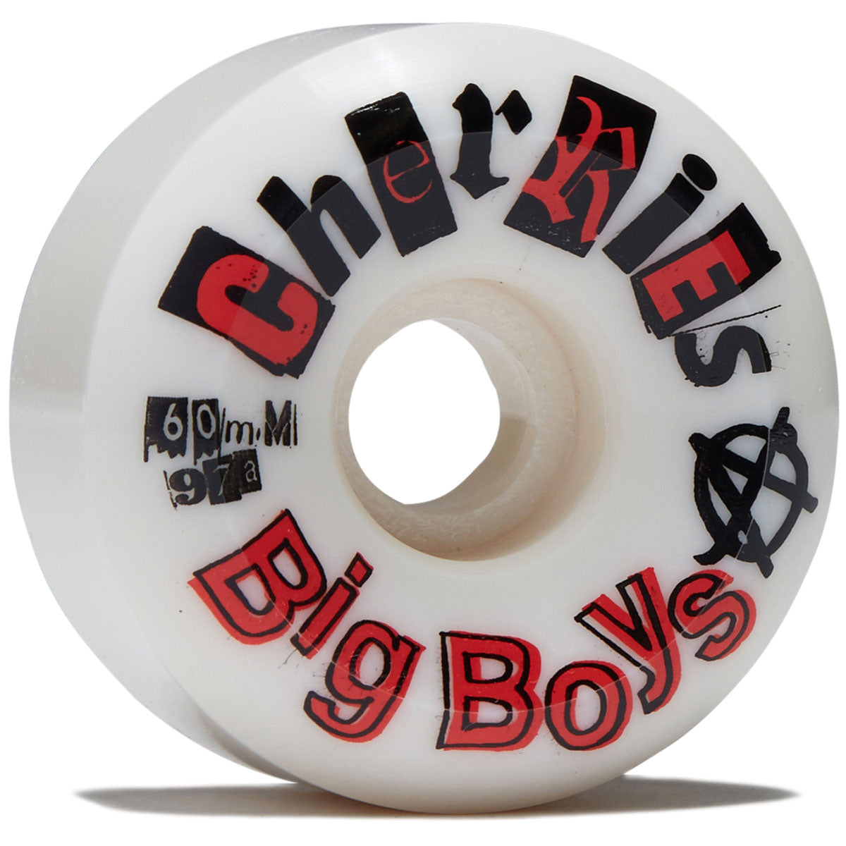 Cherries Big Boys Wide Conical Shape 97a Skateboard Wheels - White - 60mm image 1