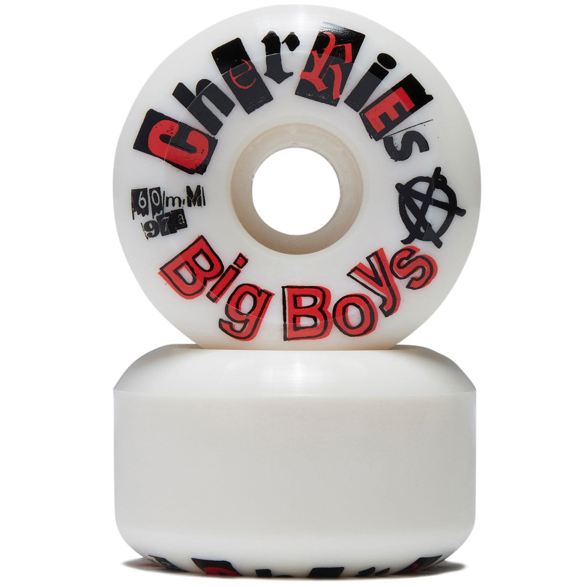 Cherries Big Boys Wide Conical Shape 97a Skateboard Wheels - White - 60mm image 2