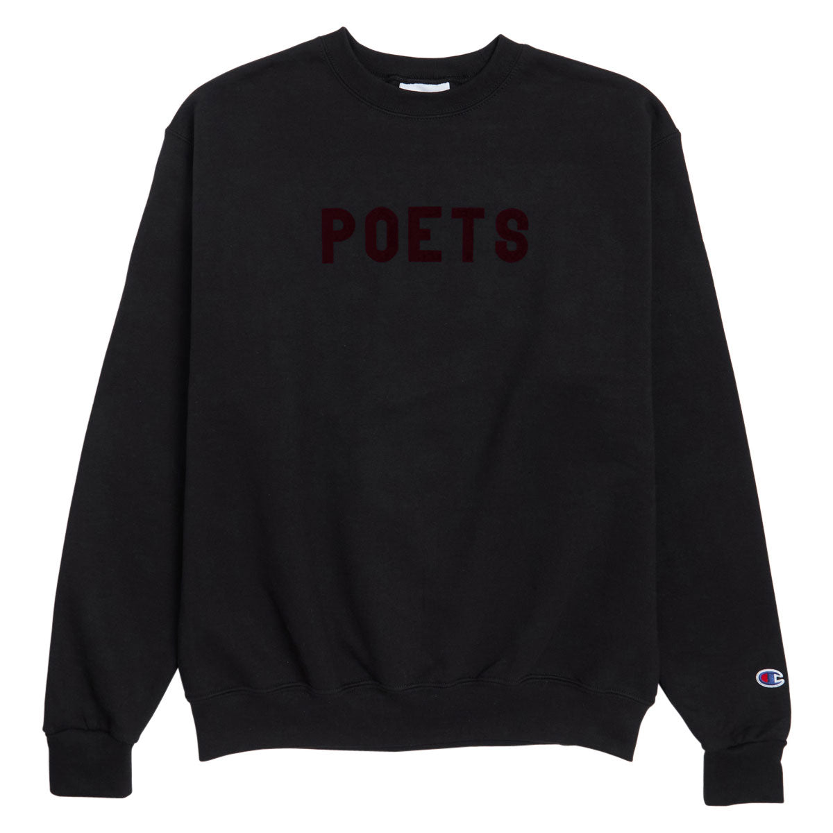 Poets OG Poets Flocked Crew Sweatshirt - Black/Burgundy Flocking image 1