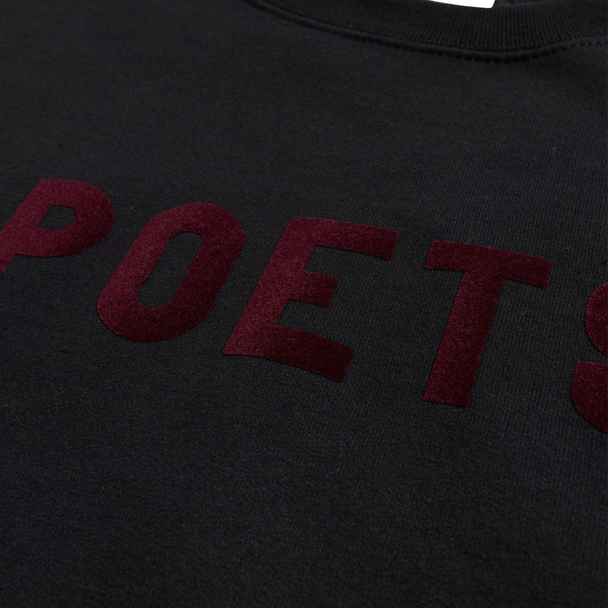 Poets OG Poets Flocked Crew Sweatshirt - Black/Burgundy Flocking image 3
