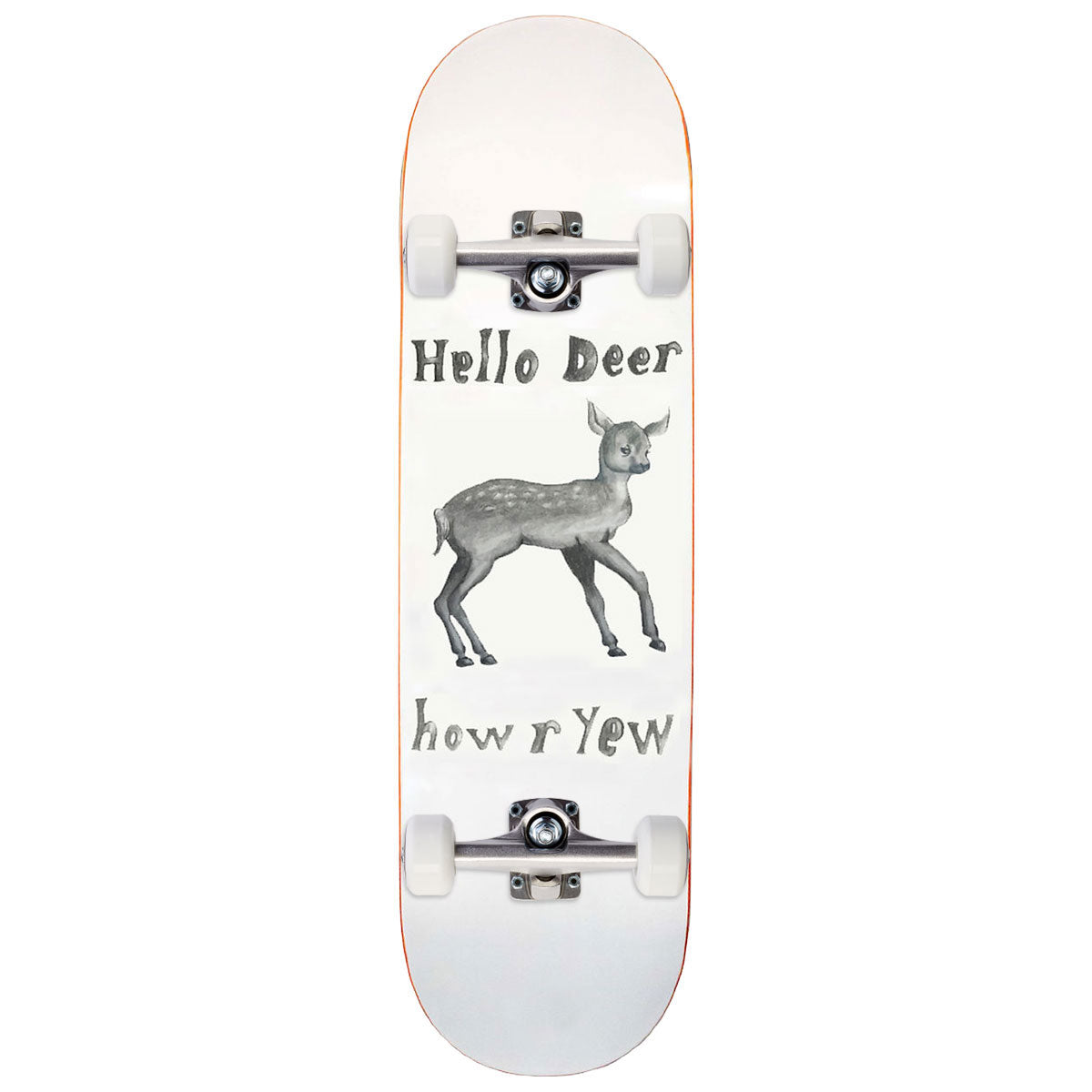 Yew Hello Deer Skateboard Complete - White - 8.75