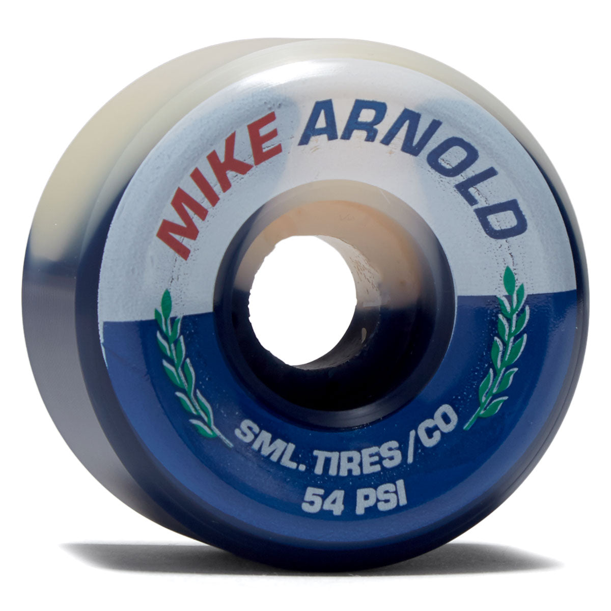 SML Street Tires Mike Arnold 99a XL V-Cut Skateboard Wheels - Natural/Blue Split Urethane - 54mm image 1