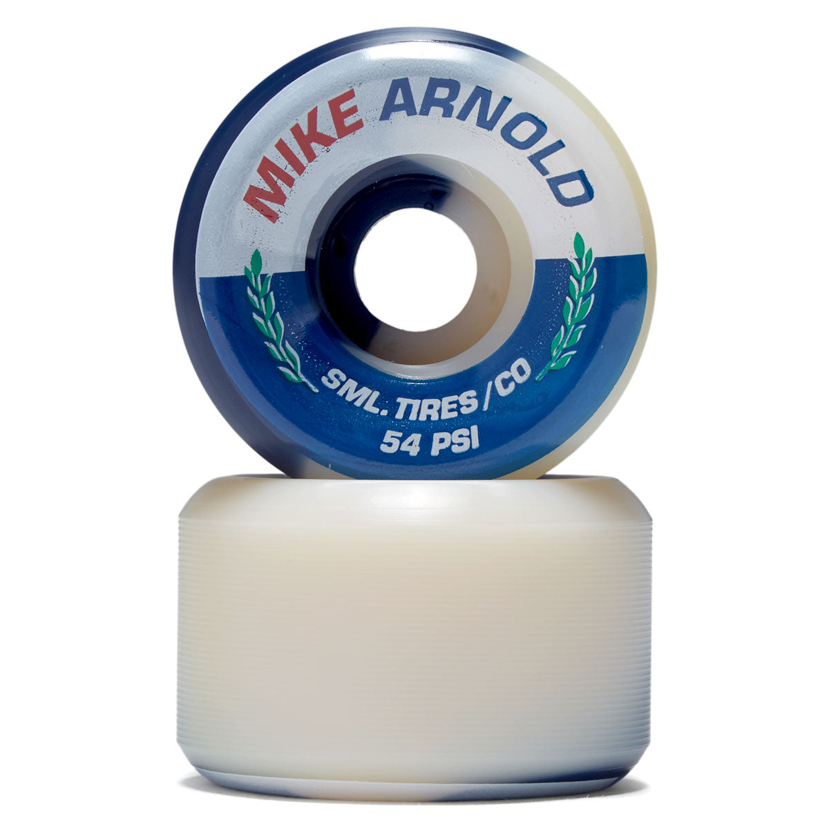 SML Street Tires Mike Arnold 99a XL V-Cut Skateboard Wheels - Natural/Blue Split Urethane - 54mm image 2