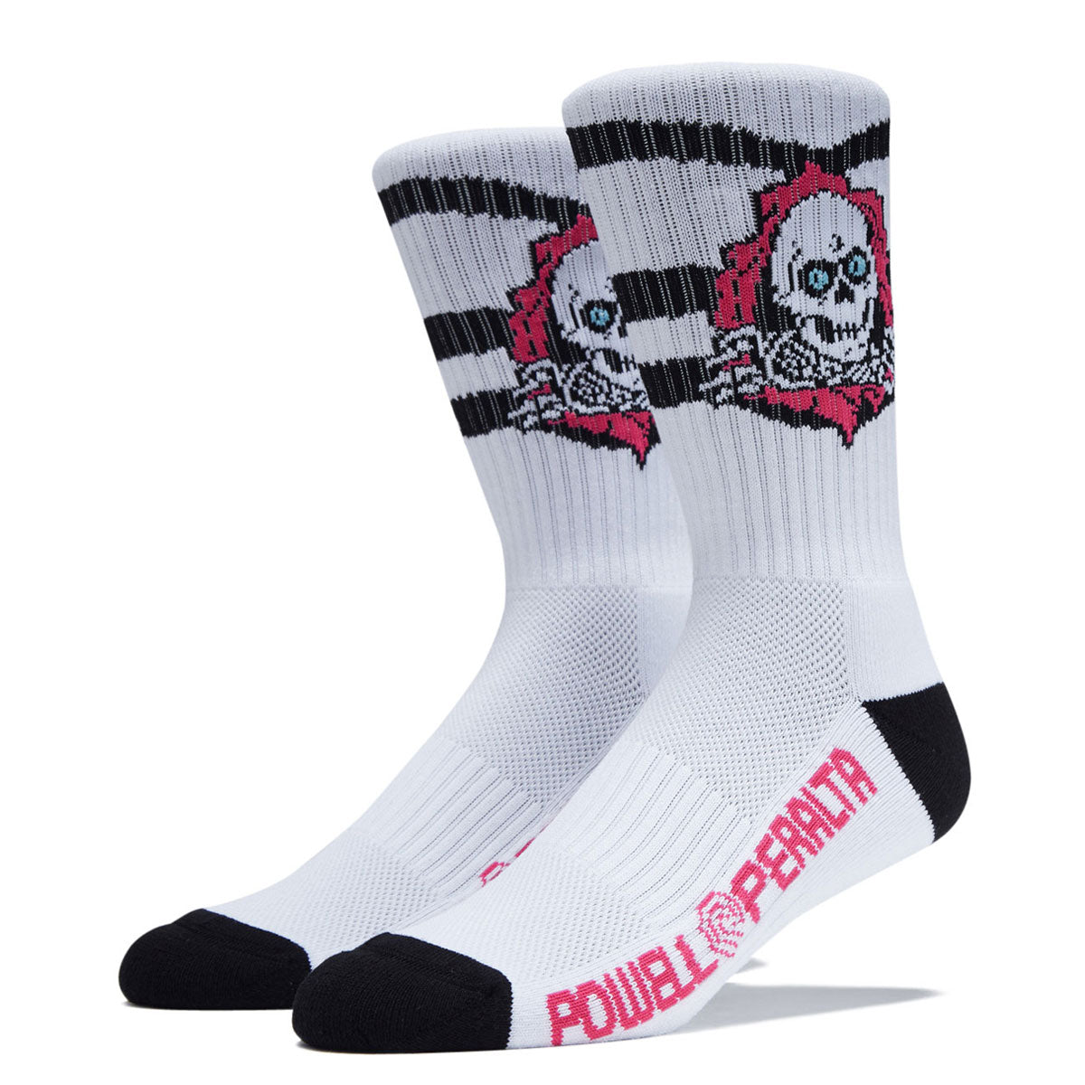 Powell-Peralta Ripper Socks - Pink/Black/White Rip Stripes image 1